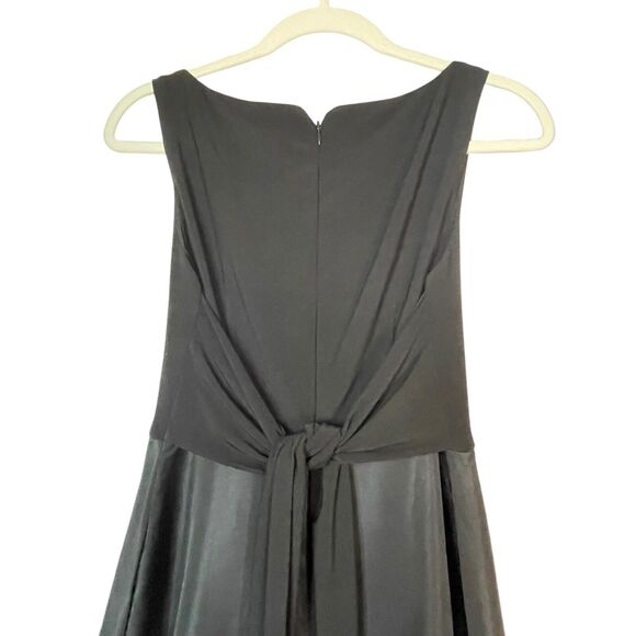 Adrianna Papell V-Neck Tie-Waist Black Gown Taffeta Jersey Dress Size 4 Prom - Picture 5 of 11